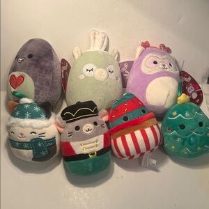 Squishmallows Xander, Lyle, Miley 5”. Plus Holiday Plush Set of 4 Hanging